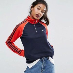 Adidas Women's Half Zip Track Jacket Navy Red Large (like Medium)